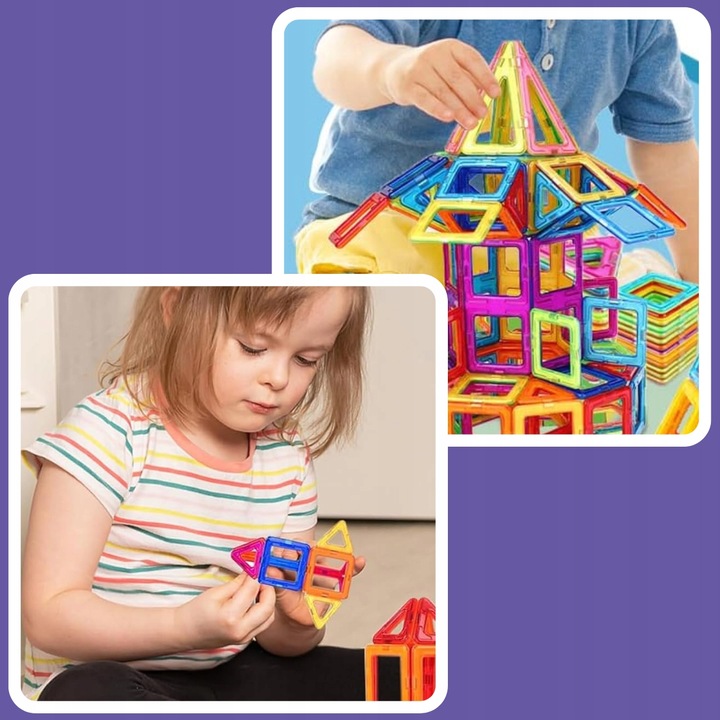 KLOCKI MAGNETYCZNE KONSTRUKCYJNE DUŻE PANELE 3D UKŁADANKA DLA DZIECI 134 el