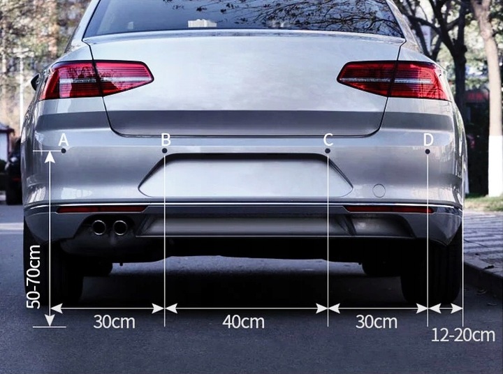 Zestaw Czujników Parkowania Cofania LED 8 Sensorów Srebrne Wyświetlacz LCD