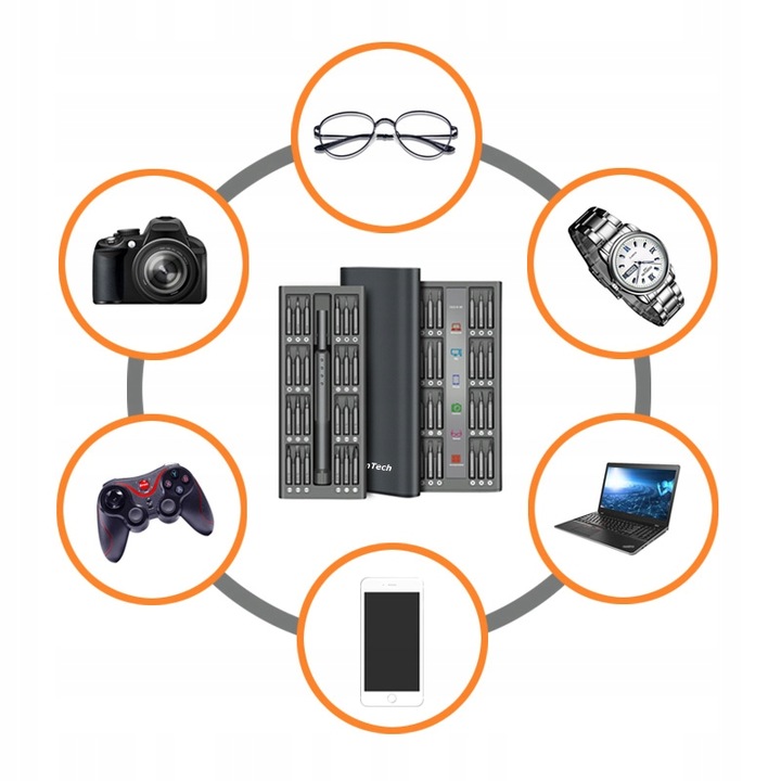 Śrubokręt precyzyjny TurnTech z zestawem końcówek 48 in 1 ALU