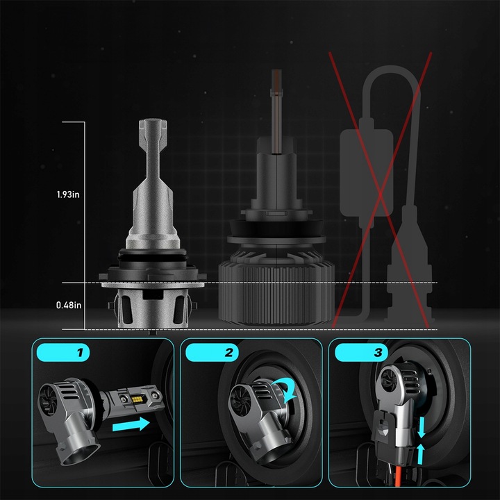 ŻARÓWKI LED HB3 QERK 1 DO 1 WIĘCEJ ŚWIATŁA CAN RETROFIT IDEALNIE DOPASOWANE