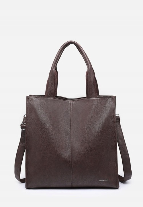 Pojemna Shopperka Torebka Damska Brązowa Format A4 LUIGISANTO