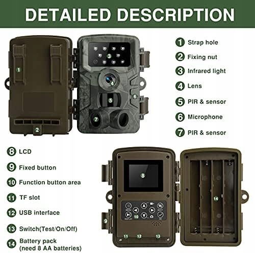 kamera myśliwska 1080P 20MP z czujnikiem ruchu podczerwieni Night Vision