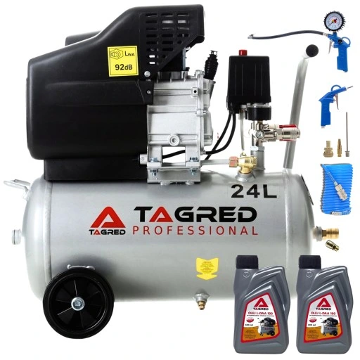 SPRĘŻARKA POWIETRZA KOMPRESOR OLEJOWY 3,4KM 24L + ZESTAW PNEUMATYCZNY