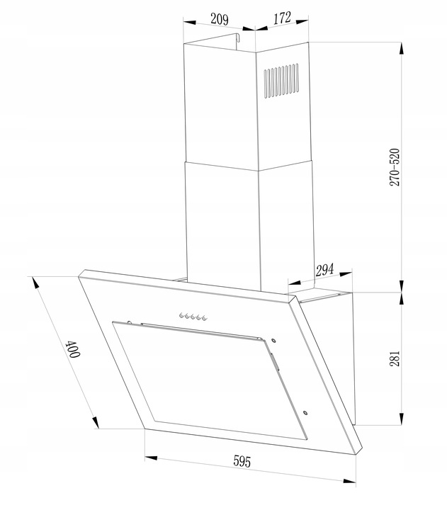 OKAP KUCHENNY KOMINOWY SZKŁO LED BERDSEN 60cm