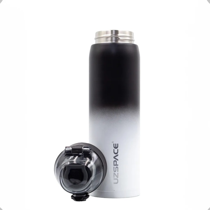 KUBEK TERMICZNY TERMOS DO KAWY HERBATY 500ML BUTELKA CZARNO-BIAŁA