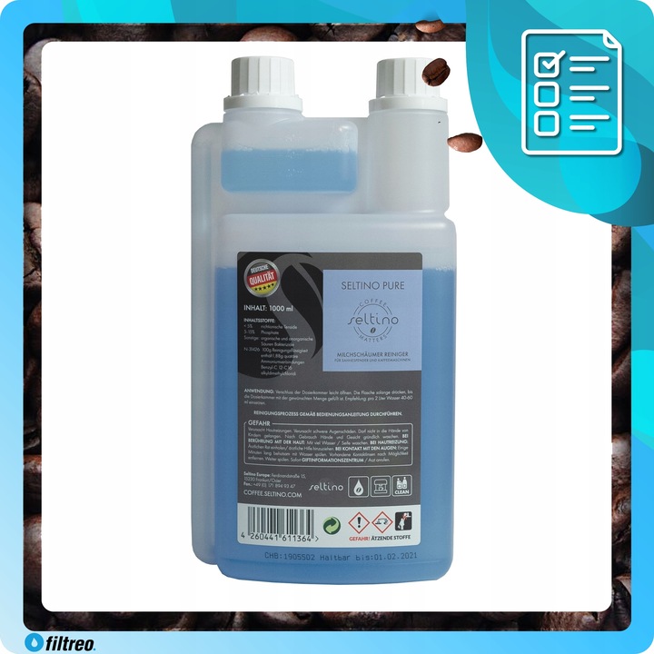 Płyn środek do czyszczenia systemu mleka seltino pure 1000ml i szczoteczka