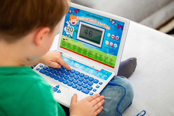 KINDERPLAY LAPTOP DLA DZIECI EDUKACYJNY DO NAUKI LITEREK LICZENIA 120 OPCJI