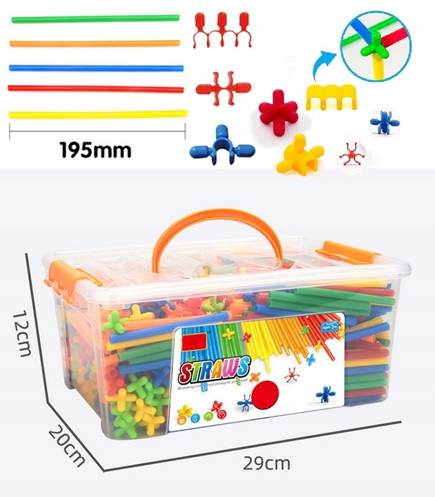 Klocki Konstrukcyjne Słomki Patyczki do Budowania Zestaw XL 800 elementów