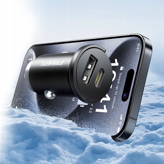 ŁADOWARKA W GNIAZDO ZAPALNICZKI 20W MOCNA PD QC USB-A USB-C / KABEL TYP C