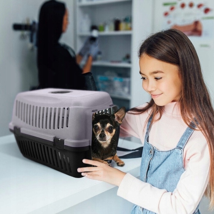 TRANSPORTER DLA PSA KOTA KRÓLIKA KLATKA KOJEC BOX DUŻY SZARY SOLIDNA