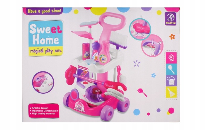 ZESTAW DO SPRZĄTANIA dla dzieci ODKURZACZ WCIĄGA WÓZEK MOP MIOTŁA SPRAY