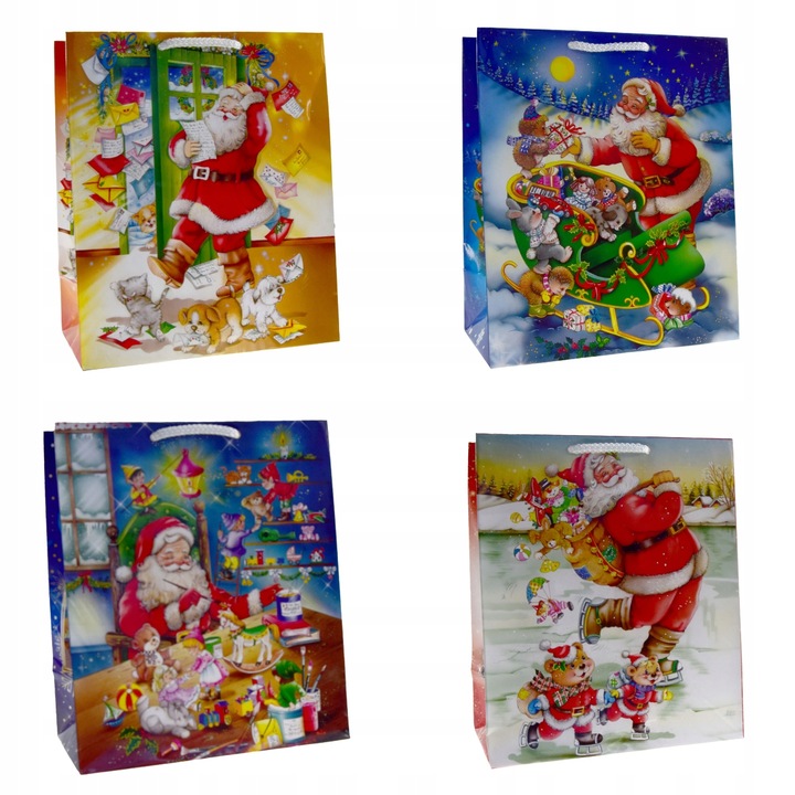 TOREBKI prezentowe ŚWIĄTECZNE TORBA prezenty ŚWIĘTA MIKOŁAJ 20x11x24cm x10