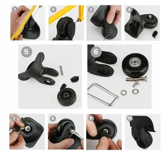 4 SZT ZESTAW KÓŁEK DO WALIZKI CZĘŚCI NAPRAWCZE BAGAŻY WALIZEK TOREB 50*18mm