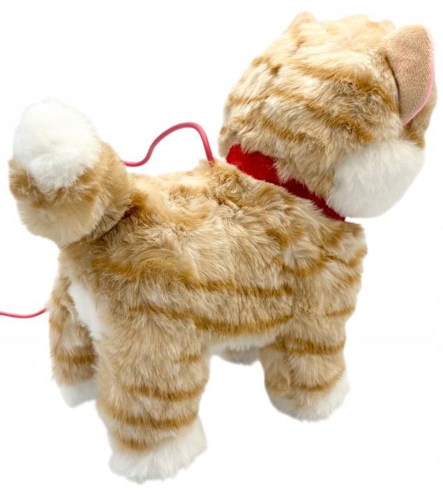 Kotek na smyczy interaktywny kot pluszowy chodzący kotek na baterie rudy sm