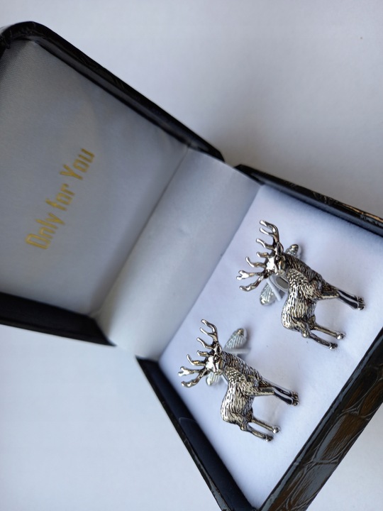 Srebrne spinki do mankietów koszuli EXC Jeleń Daniel dla Myśliwego Leśnika