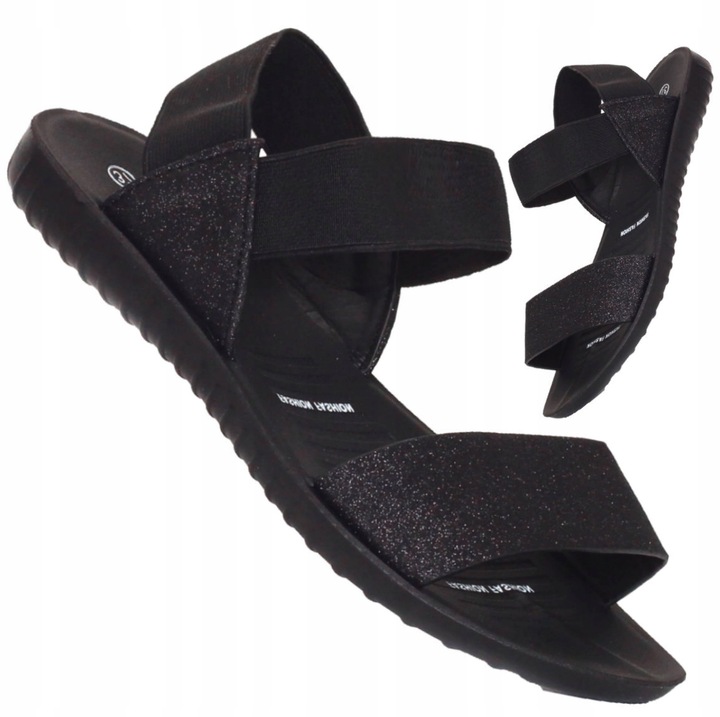 SANDAŁY DAMSKIE SPORTOWE NA GUMIE CZARNE NA LATO