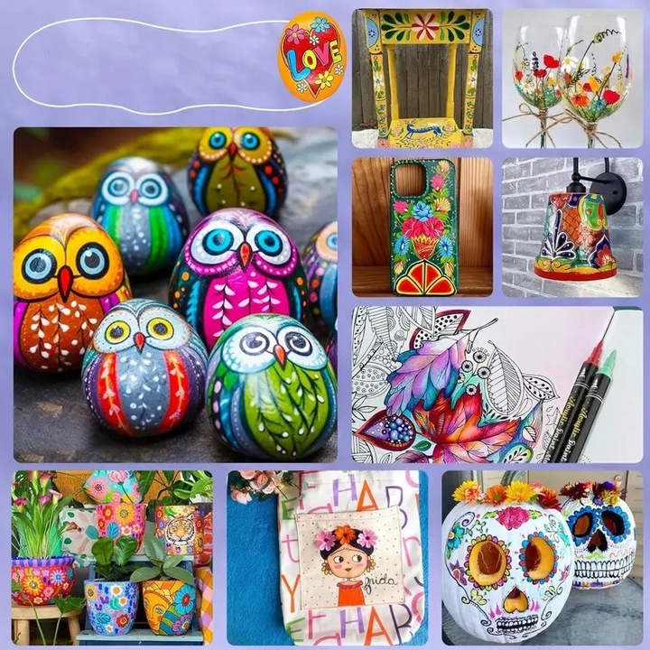 MARKERY AKRYLOWE ZESTAW 48 SZT Pisaki Flamastry Mazaki z farbą do kamieni