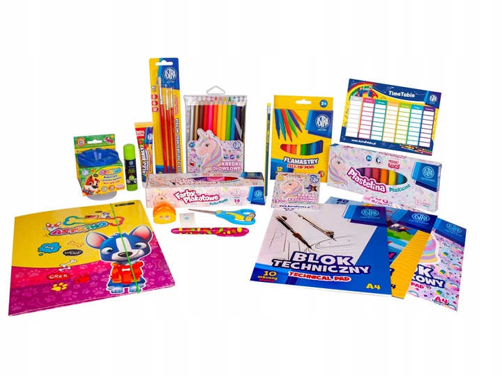 WYPRAWKA SZKOLNA XXL ASTRA 21 ELEMENTÓW klasa 1-3 + 10x ZESZYT W KRATKĘ A5