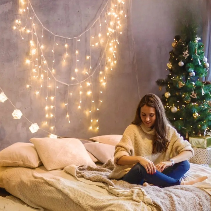 Lampki Zewnętrzne Sople LED 500 23m Biały Ciepły Światełka Świąteczne