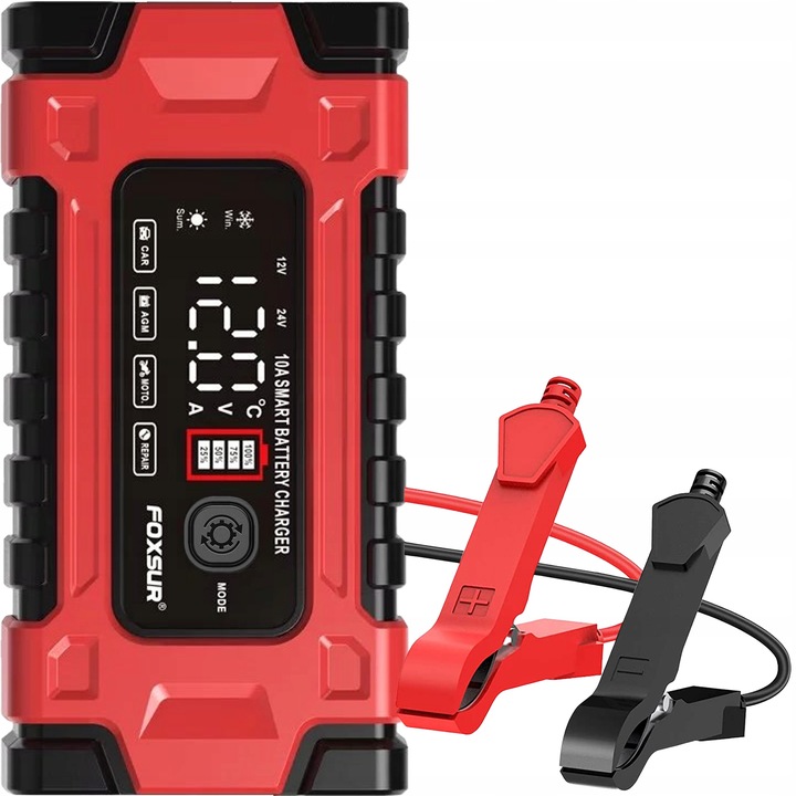 AUTOMATYCZNY INTELIGENTNY PROSTOWNIK ŁADOWARKA DO AKUMULATORA 12V 24V 10A