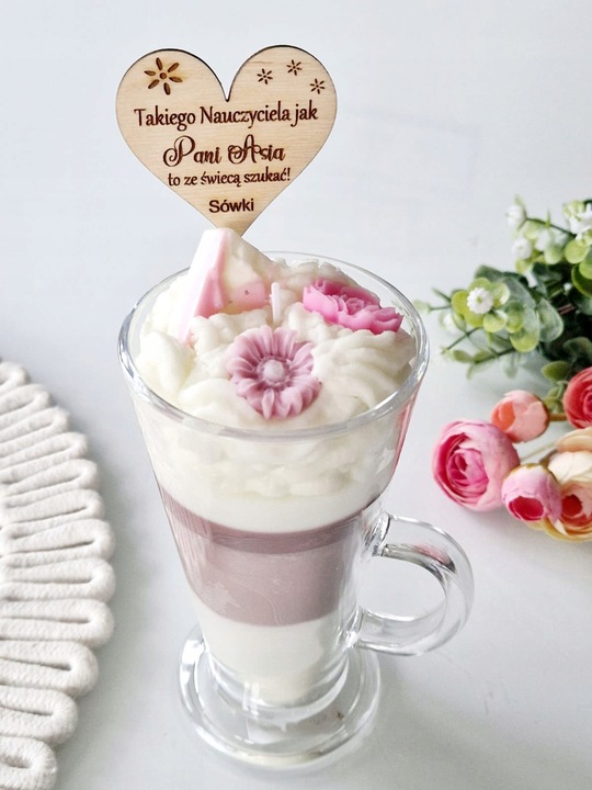 Świeca Sojowa z Grawerem Deser Kawa Latte Prezent Święta Mikołaj imieniny