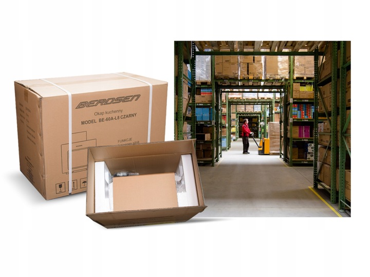 OKAP KUCHENNY KOMINOWY SZKŁO LED BERDSEN 60cm