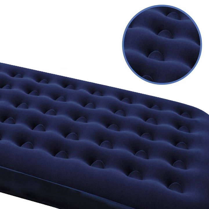 MATERAC JEDNOOSOBOWY DMUCHANY DO SPANIA WELUROWY ŁÓŻKO Z POMPKA 1