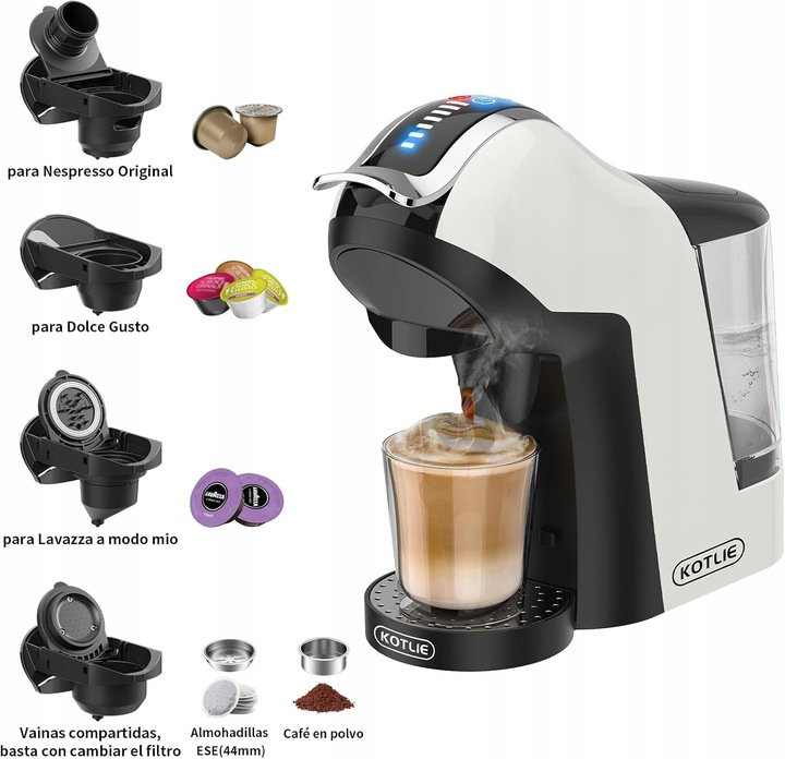 KAPSUŁKOWY EKSPRES DO KAWY KOTLIE EM-308A 1400W BIAŁY