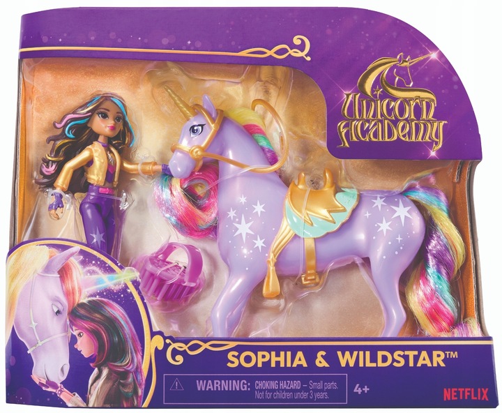 ZESTAW AKADEMIA JEDNOROŻCÓW FIGURKA WILDSTAR I LALKA SOPHIA UNICORN ACADEMY