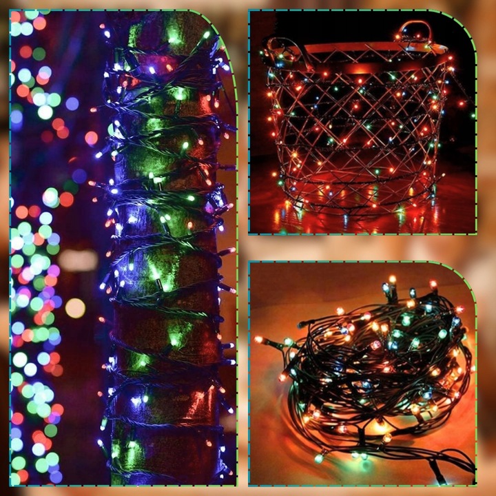 LAMPKI CHOINKOWE 1000 LED ZEWNĘTRZNE WEWNĘTRZNE MULTIKOLOR ŚWIĄTECZNE 70m