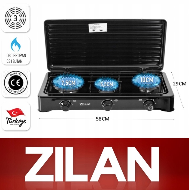 KUCHENKA GAZOWA 3 PALNIKI PRZENOŚNA + WĄŻ REDUKTOR