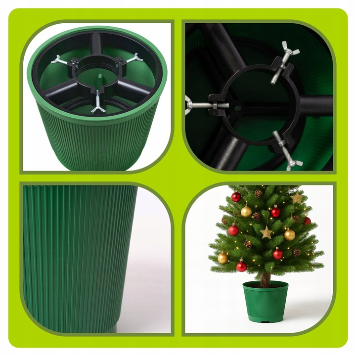 STOJAK NA CHOINKĘ ZIELONY REGULOWANY 2W1 Z POJEMNIKIEM NA WODĘ 31 CM