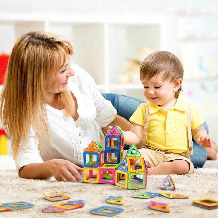 ZESTAW DUŻE KLOCKI MAGNETYCZNE KONSTRUKCYJNE 3D PANELE MAGNETIC TILES 45 EL