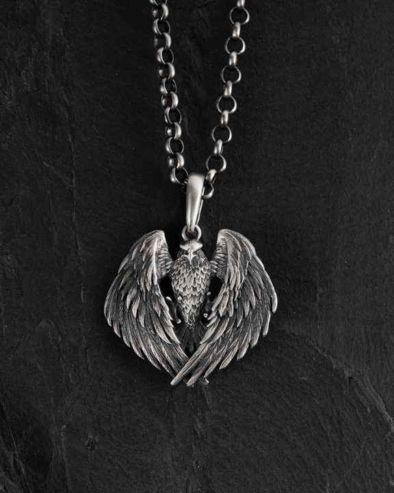 SREBRNY WISIOREK FALCON ZAWIESZKA MĘSKA SREBRO PRÓBA 925 REYTEL NA PREZENT