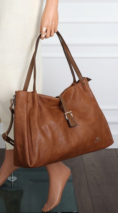 Torebka Damska listonoszka Shopperka na ramię pojemna CH3319 Brązowa