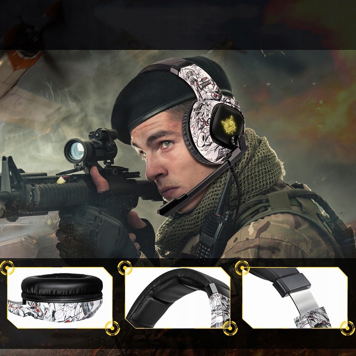 ONIKUMA K19 CAMO SŁUCHAWKI GAMINGOWE NAUSZNE PRZEWODOWE Z MIKROFONEM RGB