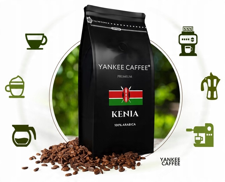 Kawa ziarnista 1kg 100% Arabica świeżo palona Kenia - Do ekspresu
