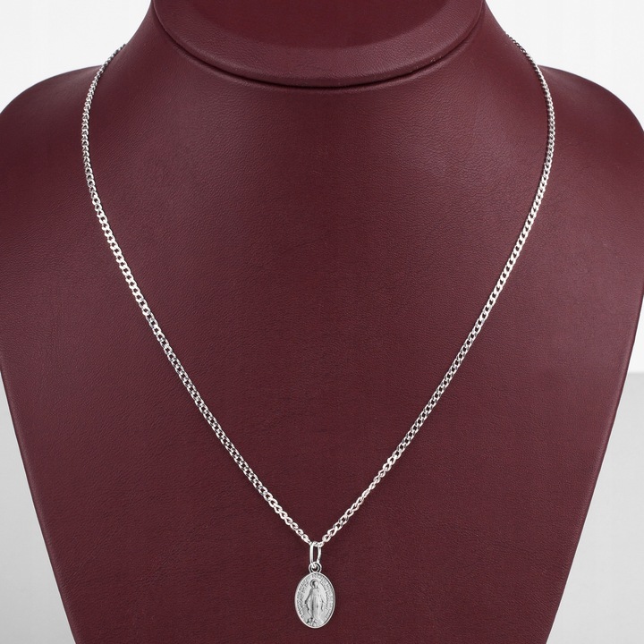 SREBRNY KOMPLET KOMUNIJNY ŁAŃCUSZEK MEDALIK KOMUNIA CHRZEST 45CM SREBRO 925