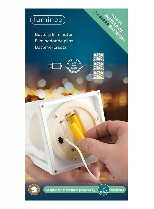 Eliminator baterii - 3x 3 x AAA zamiast 9 - 3V - adapter - 3 m - zasilacz
