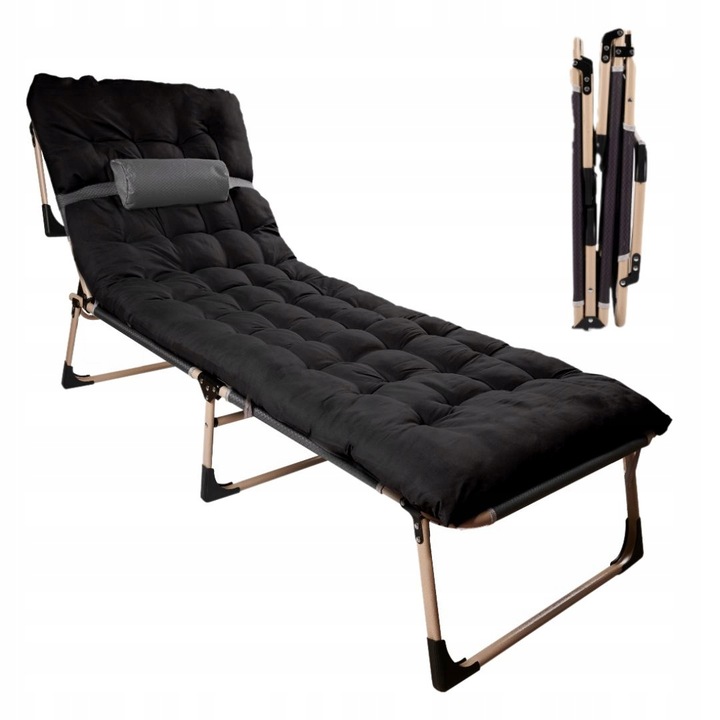 Leżak Ogrodowy Łóżko Polowe Z Materacem Do Domu Ogrodu Na Biwak