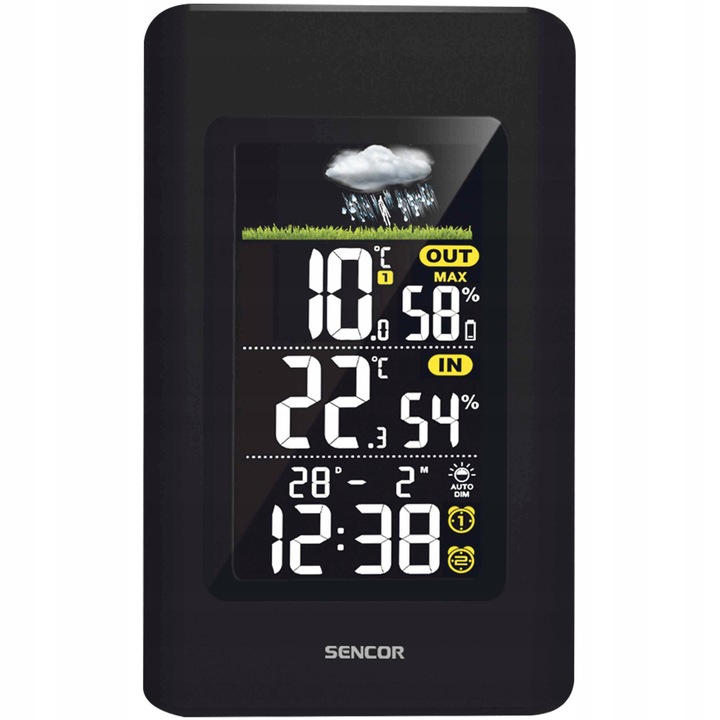 Stacja pogodowa LCD termometr zegar budzik data 3 CZUJNIKI Sencor SWS 4270