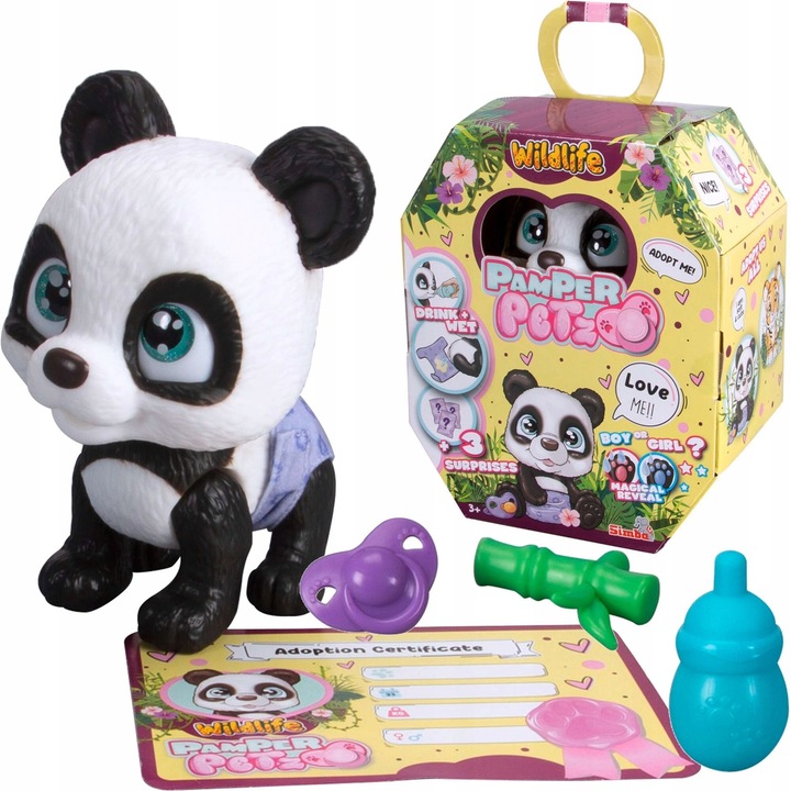PAMPER PETZ INTERAKTYWNA PANDA PIJE SIKA 20 CM PIELUSZKOWY GANG SMOCZEK AKC