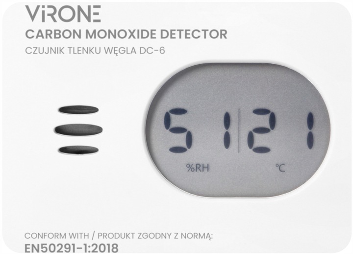 Czujnik Czadu Detektor Tlenku Węgla Czujka CO Termometr 85dB CERTYFIKOWANY
