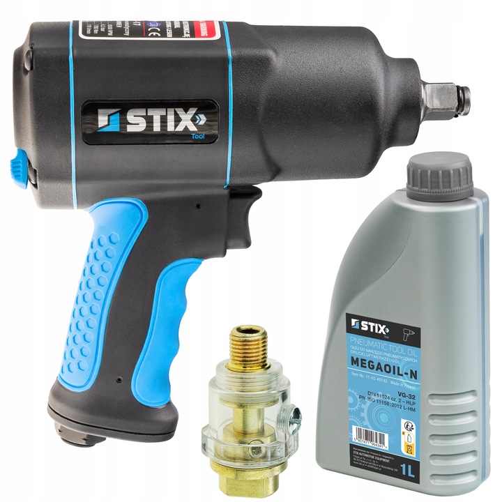 KLUCZ PNEUMATYCZNY UDAROWY 1/2 1700 NM Z NAOLEJACZEM I OLEJEM VG-32 1L STIX