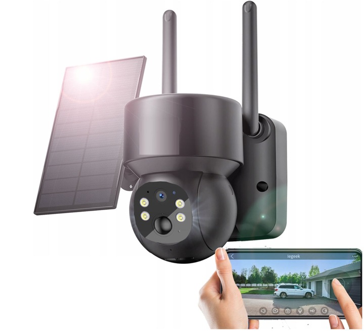 SOLARNA KAMERA WIFI 4MPX SMART ZEWNĘTRZNA OBROTOWA IP BEZPRZEWODOWA ALARM