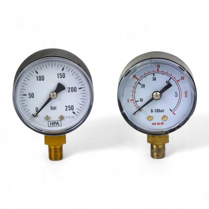 Zestaw 2x Manometrów Mini do Reduktora CO2 Argon 0-250bar 0-20 l/min 1/8"
