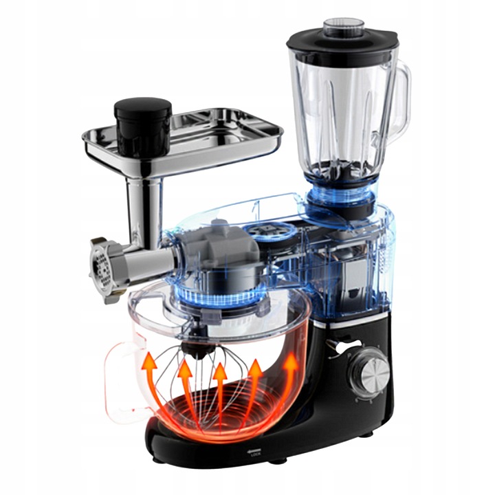 ROBOT KUCHENNY PLANETARNY MIKSER CZARNY MASZYNKA DO MIELENIA MIĘSA BLENDER