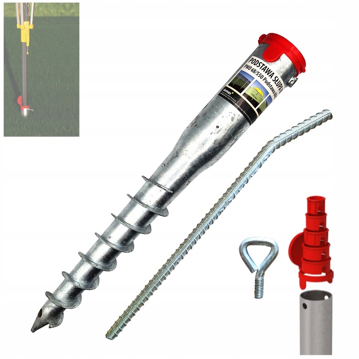 Podstawa słupa wkręcana do ziemi uniwersalna 68x550x1,8 Świder Kotwa