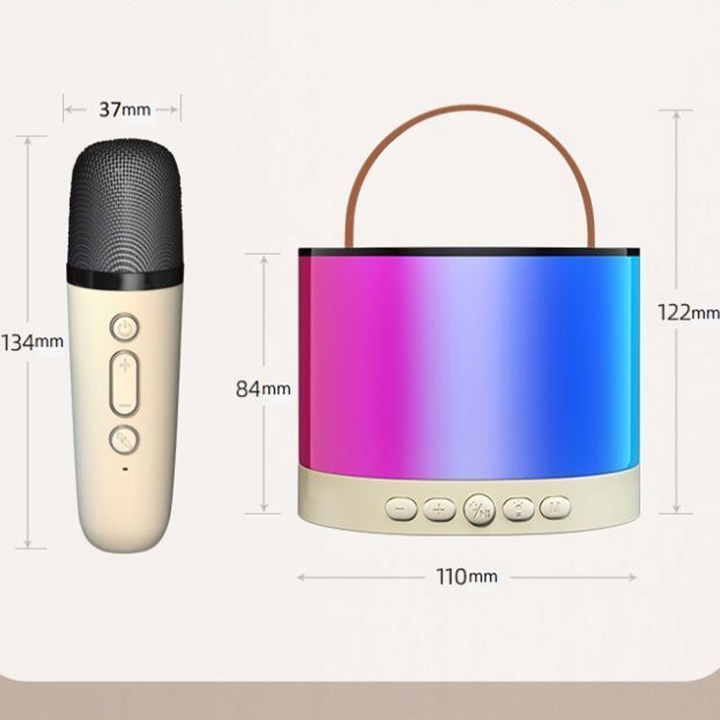 ZESTAW KARAOKE 2 MIKROFONY BEZPRZEWODOWY PRZENOŚNY GŁOŚNIK BLUETOOTH LED