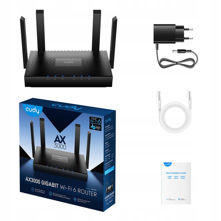 ROUTER WIFI CUDY WR3000 WiFi 6 Mesh 100/1000Mbps